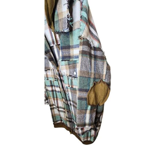 New without tags POL, Plaid Trucker Jacket, Sage Mocha Oversized Cotton SZ S - Picture 7 of 12